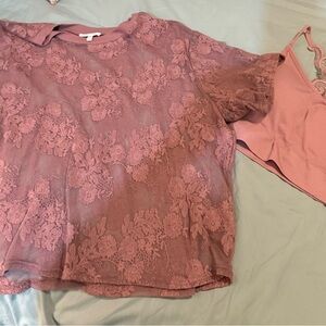 Maurices Floral Lace Blouse in Mauve